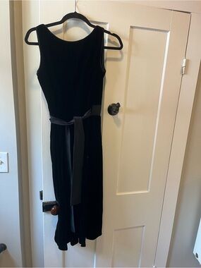 Vintage Coco 60s Black Velvet Knee Length Wrap Dress Small